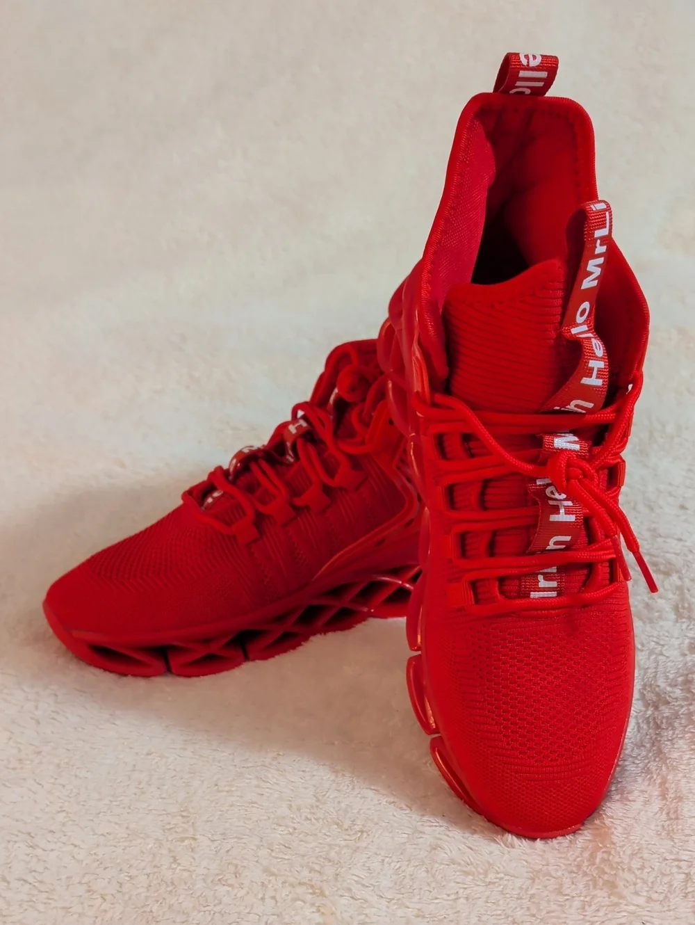 NWT Hello MrLin Men's Blade Running Shoes Sock Sneakers Red Size 10 (EU 43)